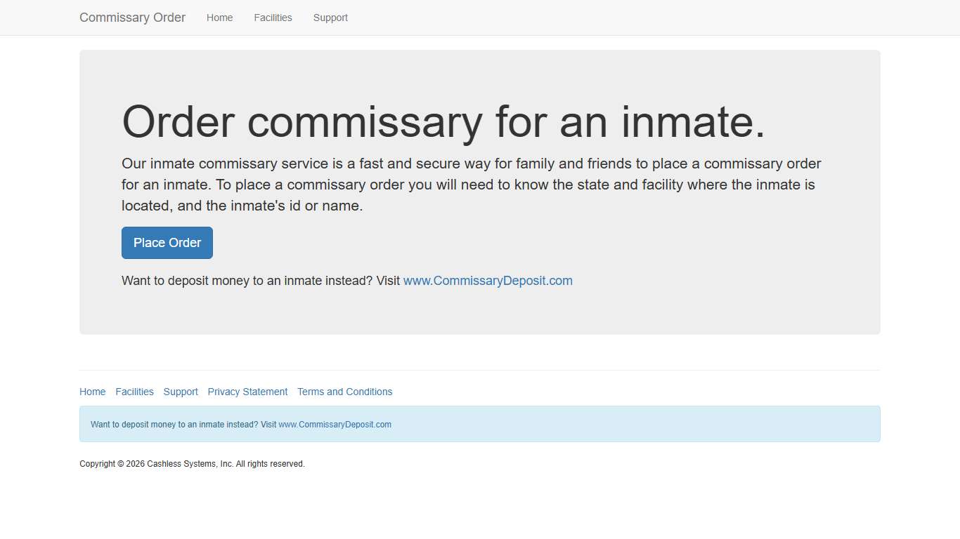 Commissary Order - fast and secure online inmate commissary order service